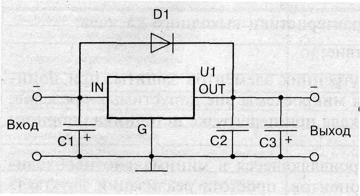 Формирователь отрицательного напряжения – 5 В На интегральной микросхеме MC7905C